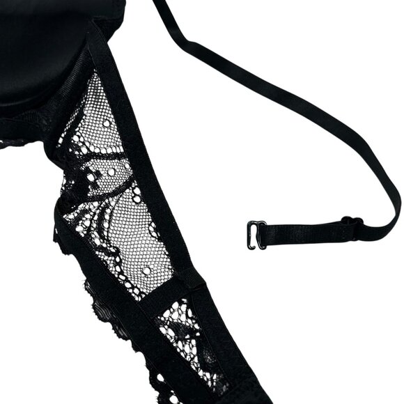 NWOT René Rofé Extreme Push Up Bra Black Lace Convertible Strap 34A - Picture 9 of 12